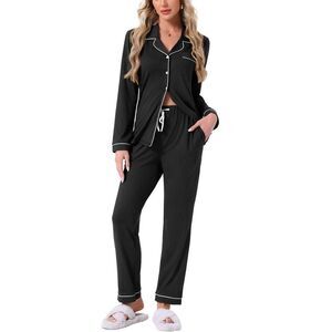Open Box - INSPIRE CHIC -  Womens Long Sleeve Button  Black